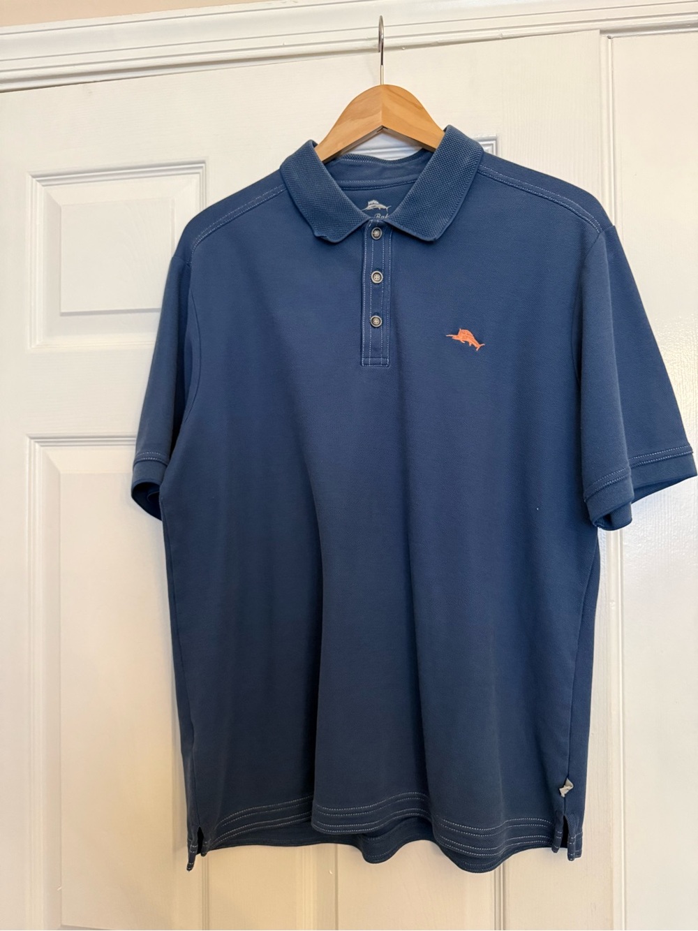 Tommy Bahama Navy Polo with Orange Fish Logo